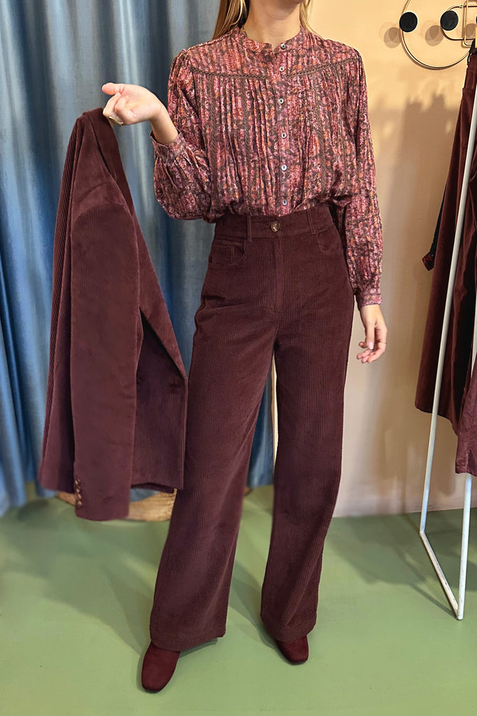 Camicia Maison Hotel cioccolato e viola