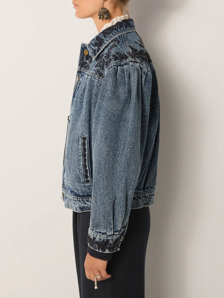 Bomber Maison Hotel denim ricamato e gilet orsetto