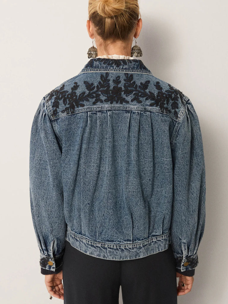 Bomber Maison Hotel denim ricamato e gilet orsetto