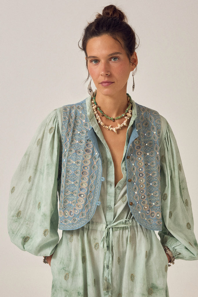 Gilet Maison Hotel azzurro con specchietti