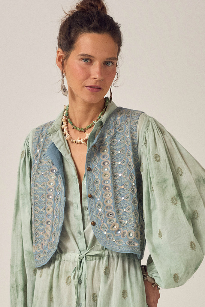 Gilet Maison Hotel azzurro con specchietti