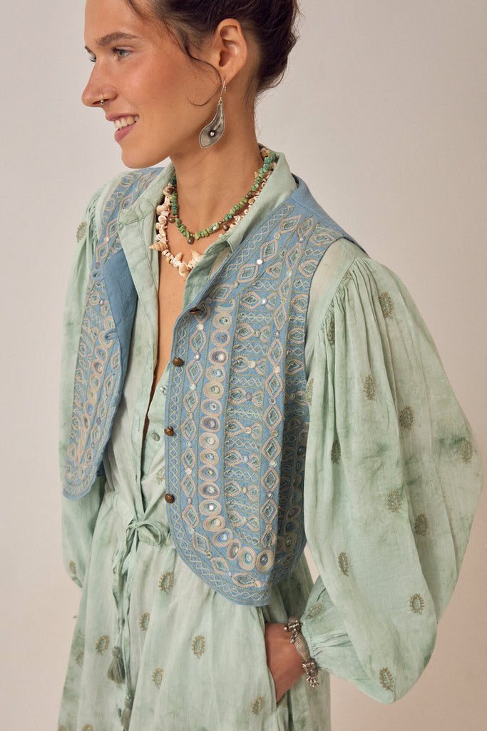 Gilet Maison Hotel azzurro con specchietti