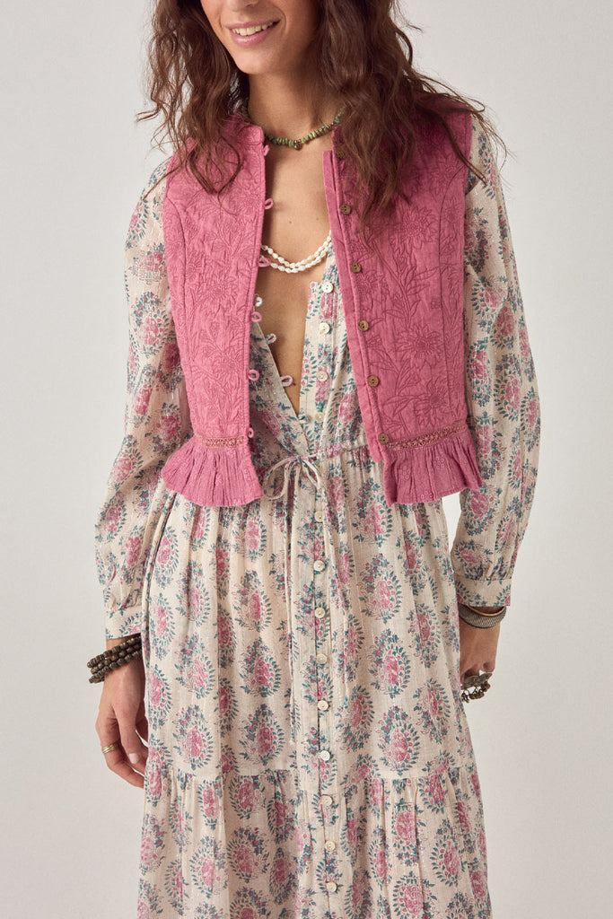 Gilet Maison Hotel color blush con ricami