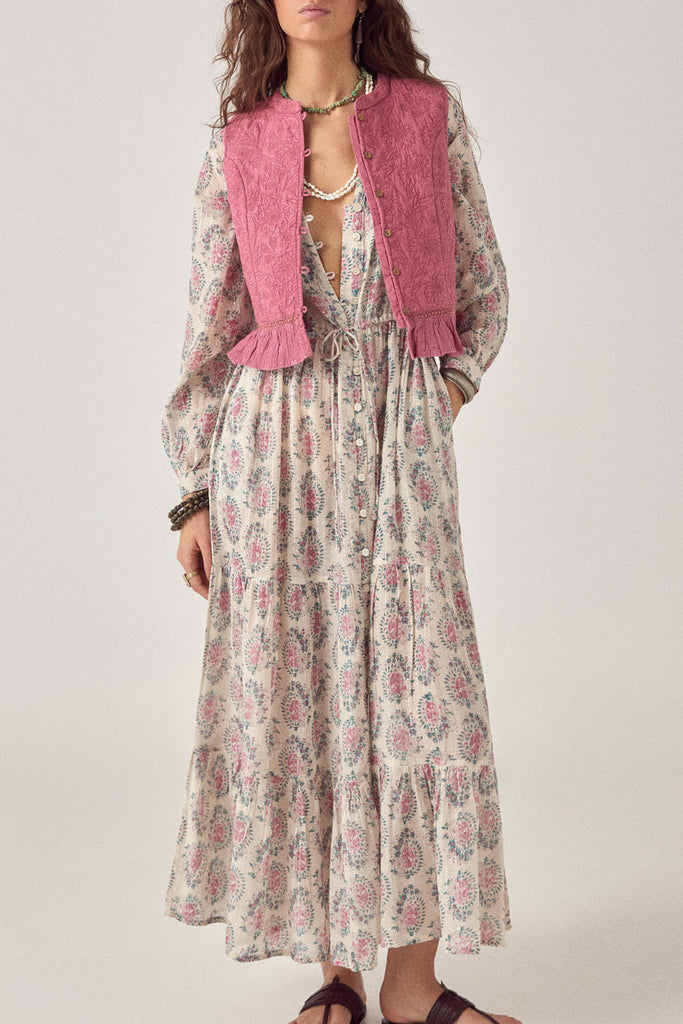 Gilet Maison Hotel color blush con ricami