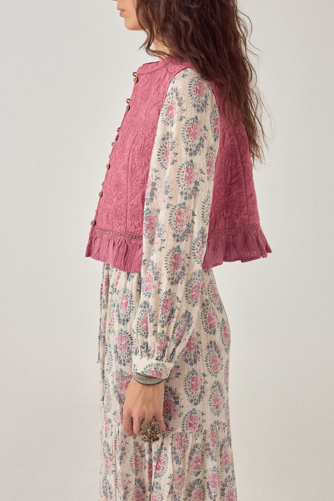 Gilet Maison Hotel color blush con ricami