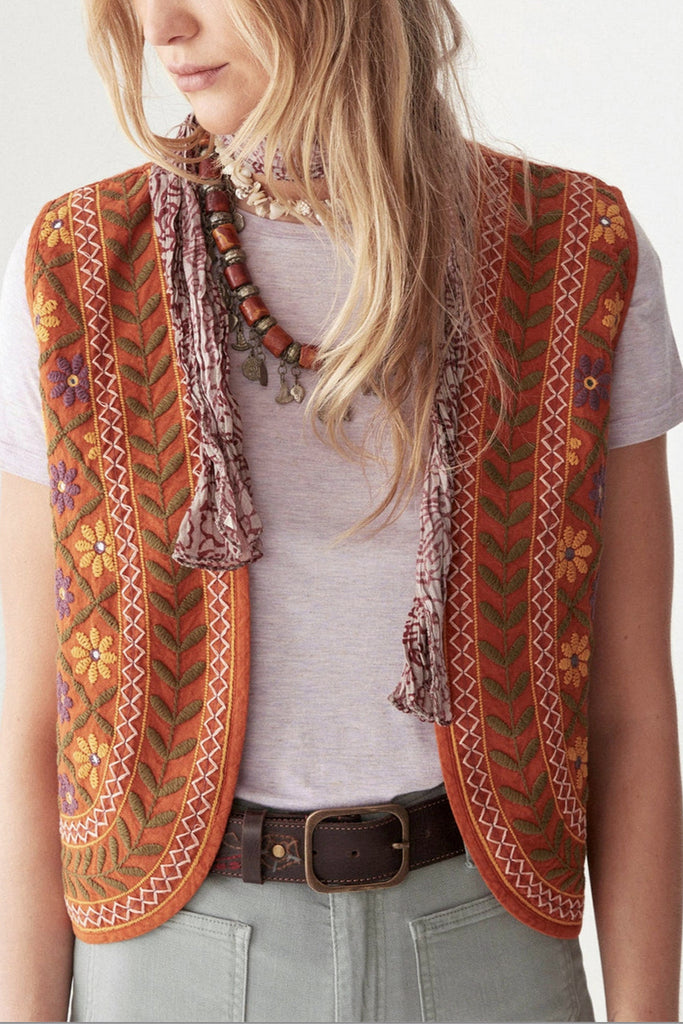 Gilet Maison Hotel zucca con ricami