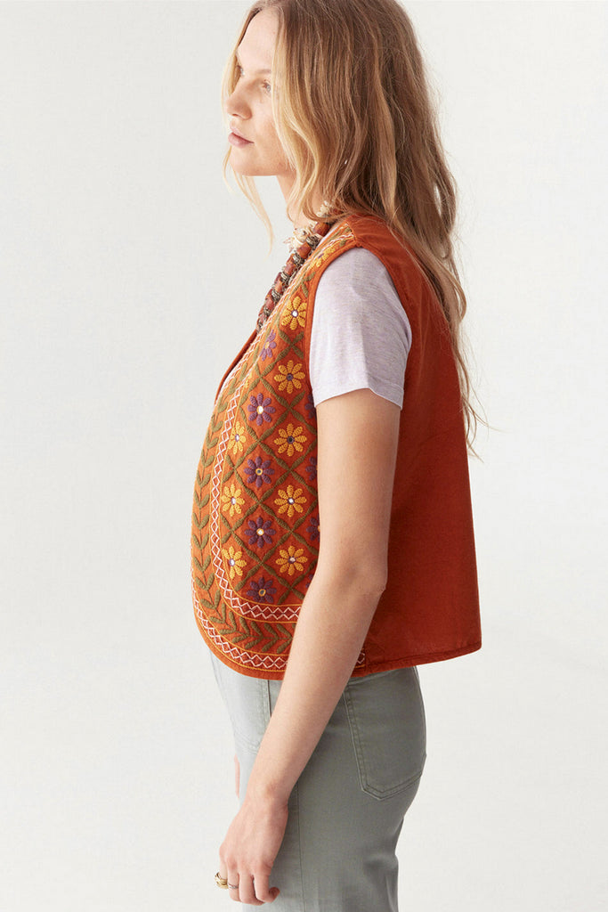 Gilet Maison Hotel zucca con ricami