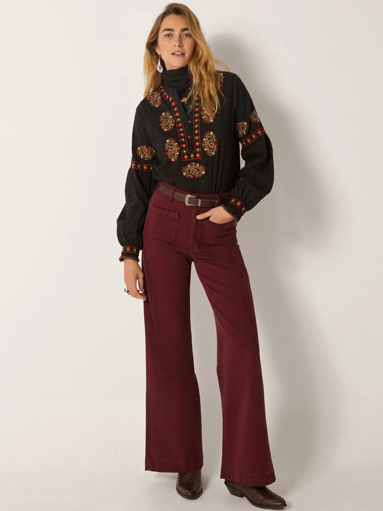 Pantaloni Maison Hotel quattro tasche denim vino