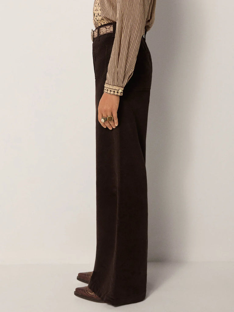 Pantaloni Maison Hotel quattro tasche velluto cioccolato