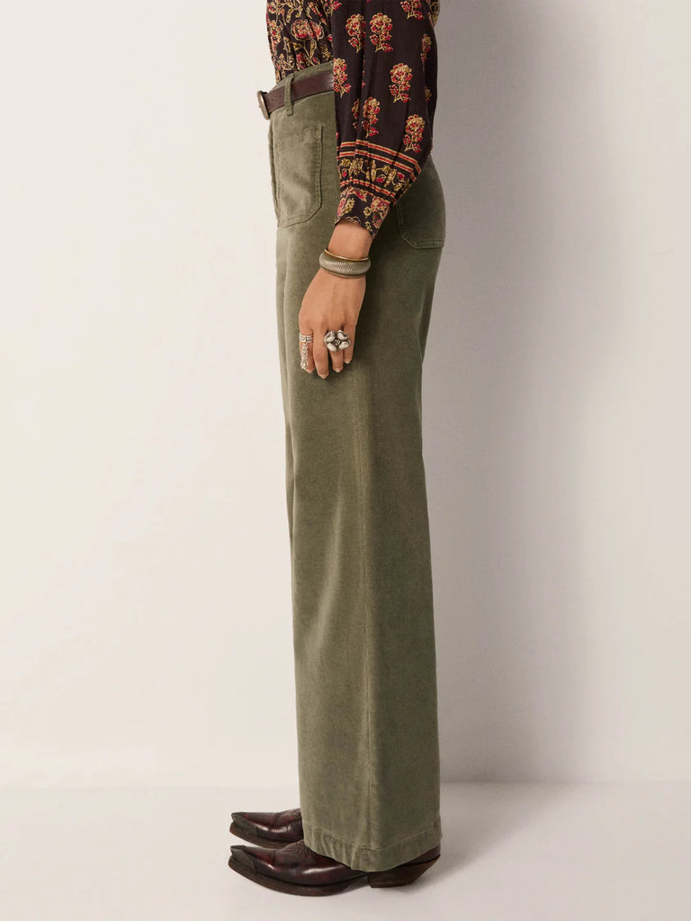 Pantaloni Maison Hotel quattro tasche velluto verde