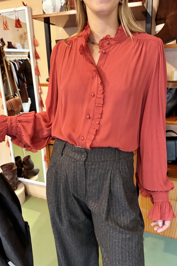 Camicia Suncoo rosso mattone con frill