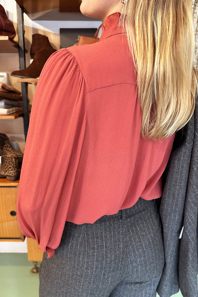 Camicia Suncoo rosso mattone con frill