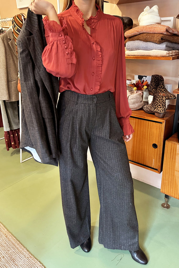 Camicia Suncoo rosso mattone con frill