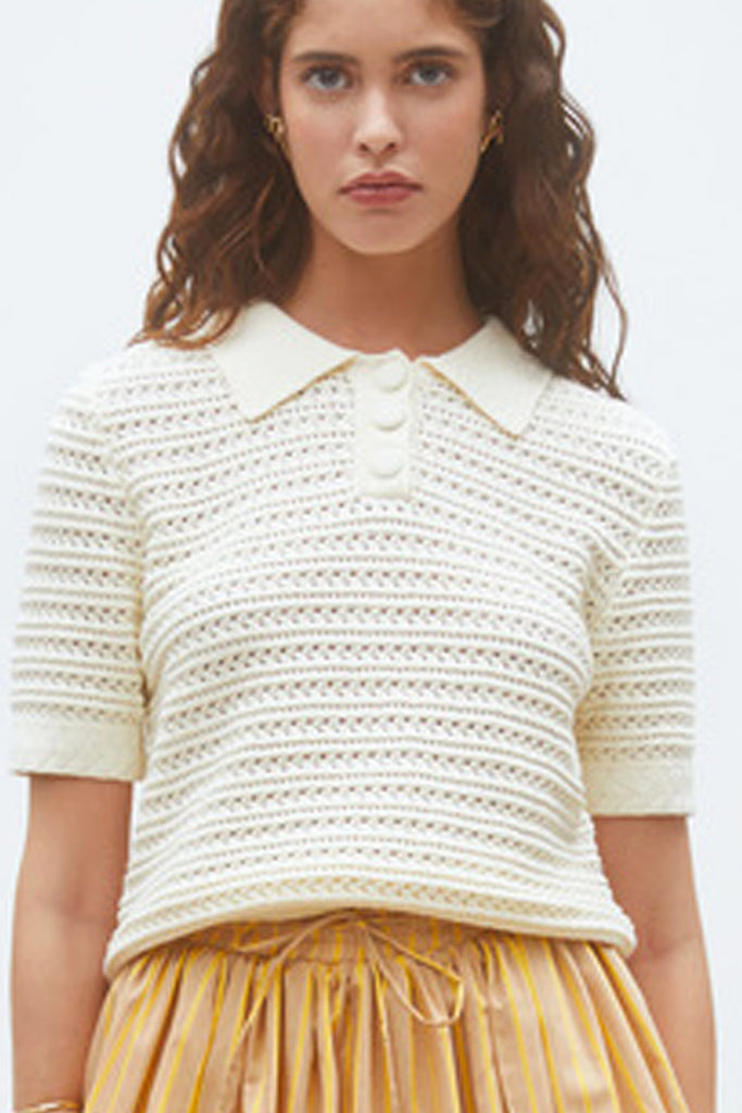 Maglia Suncoo polo crochet panna