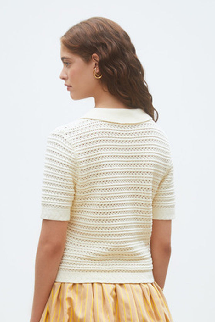 Maglia Suncoo polo crochet panna