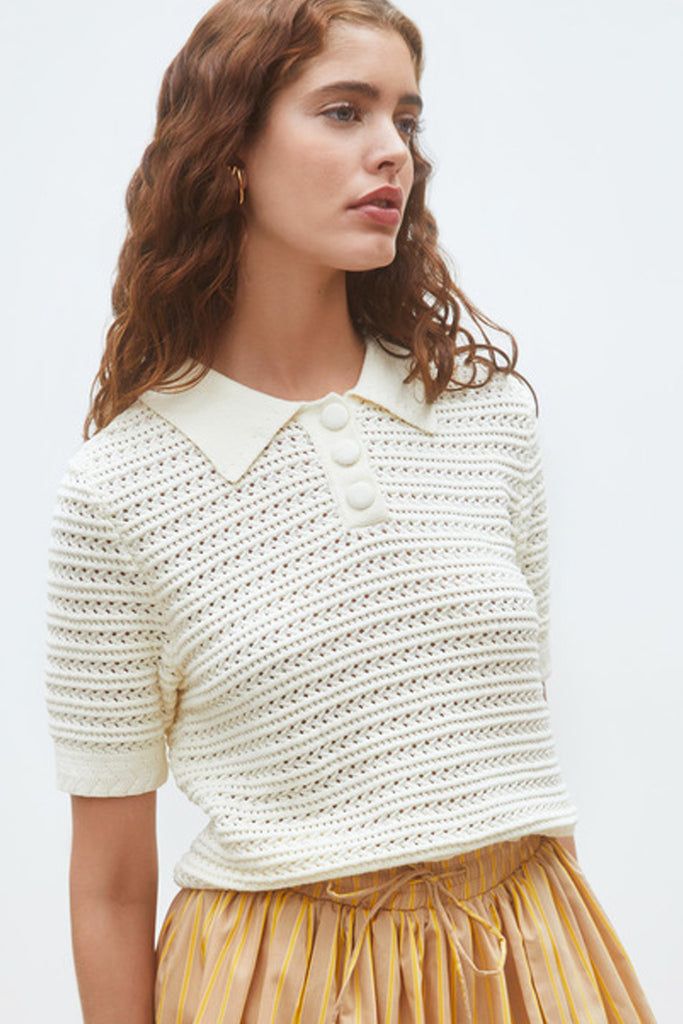 Maglia Suncoo polo crochet panna