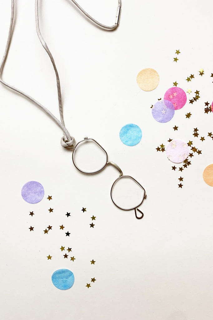 Collana lenti e cordino ecrù