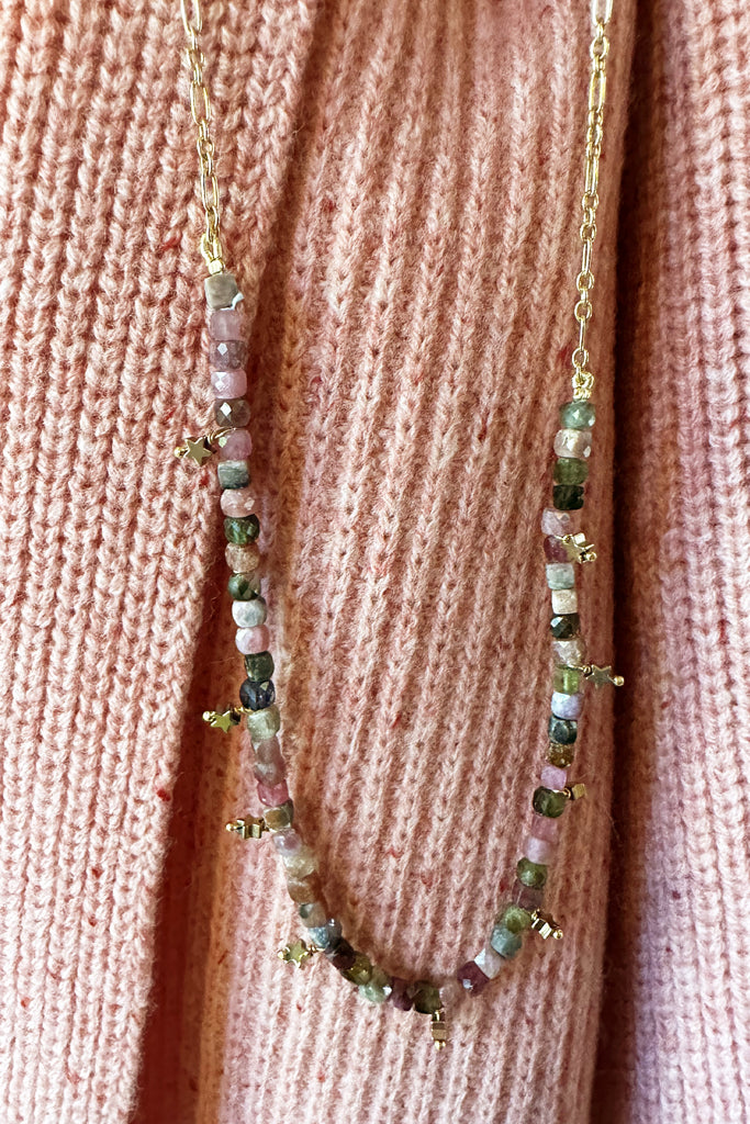 Collana Dressai girocollo cubetti di tormalina e stelline