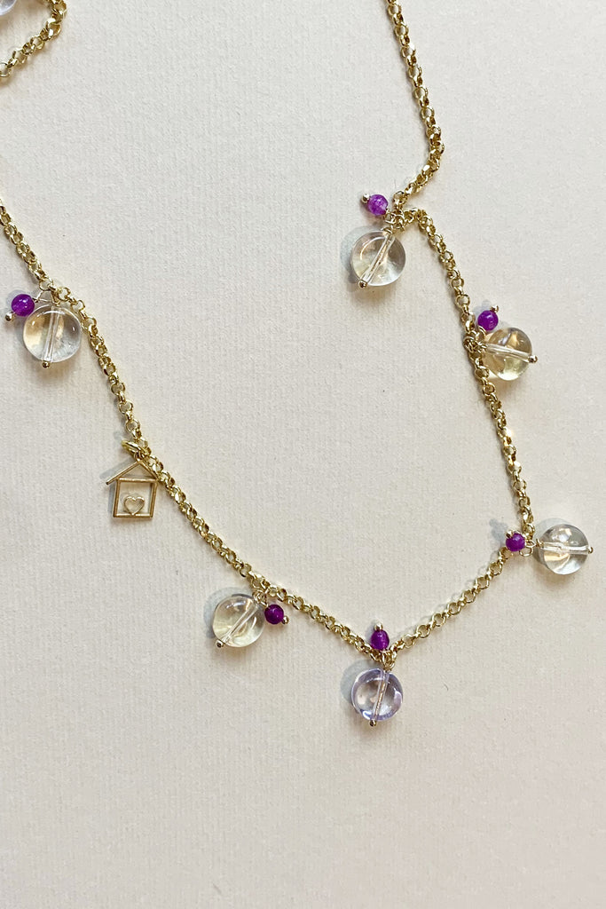 Collana Dressai girocollo casetta e pietre pastello