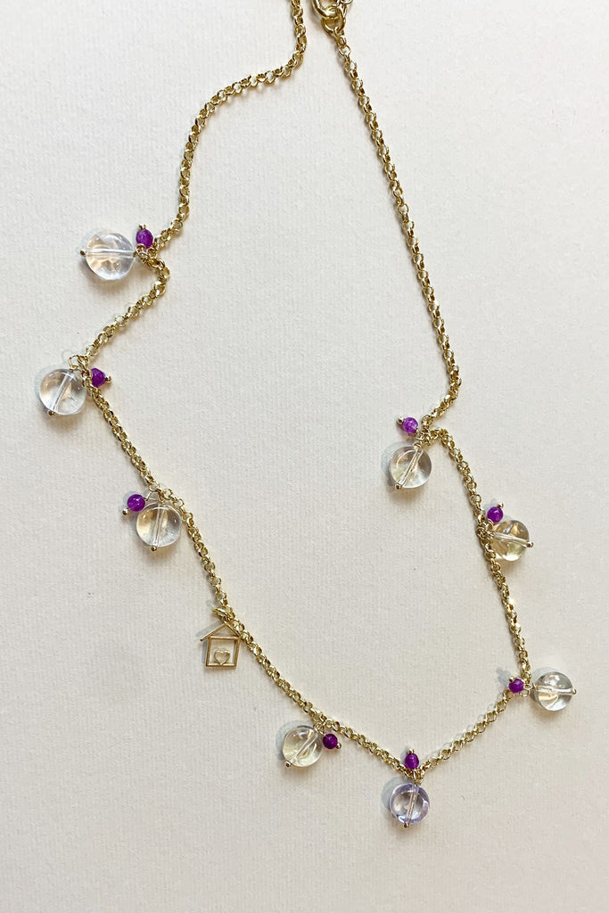 Collana Dressai girocollo casetta e pietre pastello