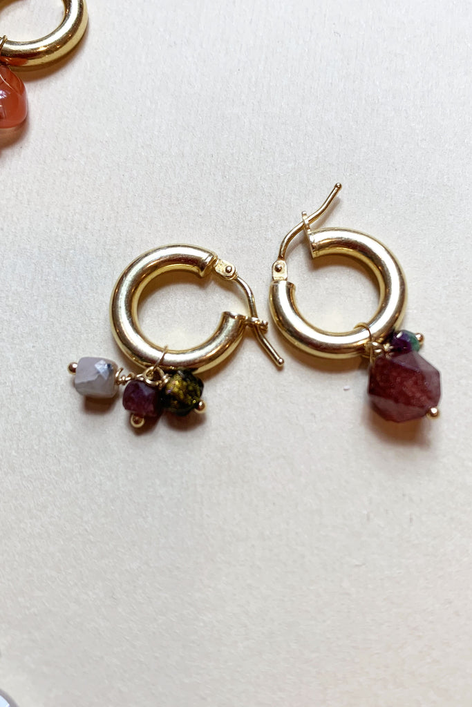 Orecchini Dressai cerchio pietra bordeaux e verde