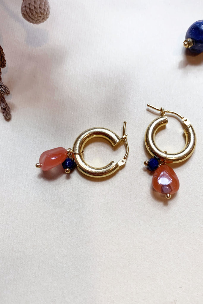 Orecchini Dressai cerchio pietra ruggine e pepita blu