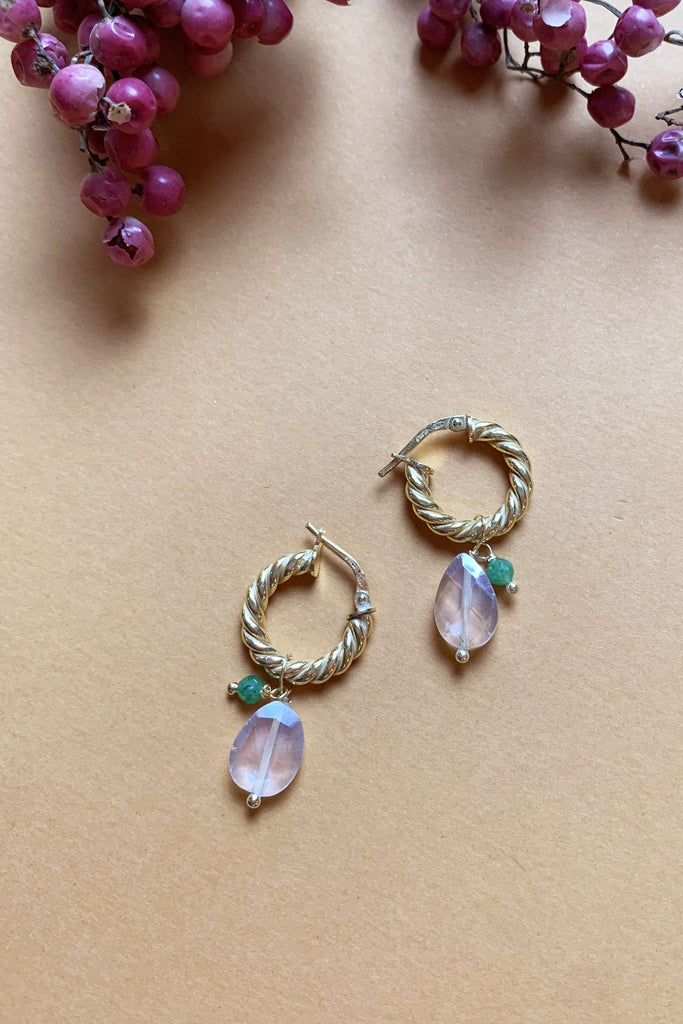 Orecchini Dressai torchon piccolo con quarzo e zoesite