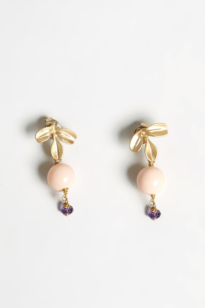 Orecchini Dressai fogliolina pepita rosa