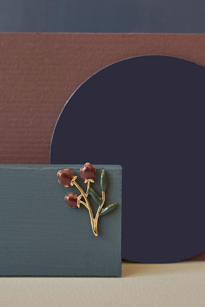 Spilla Des Petits Hauts rametto foglie e fiori smaltati