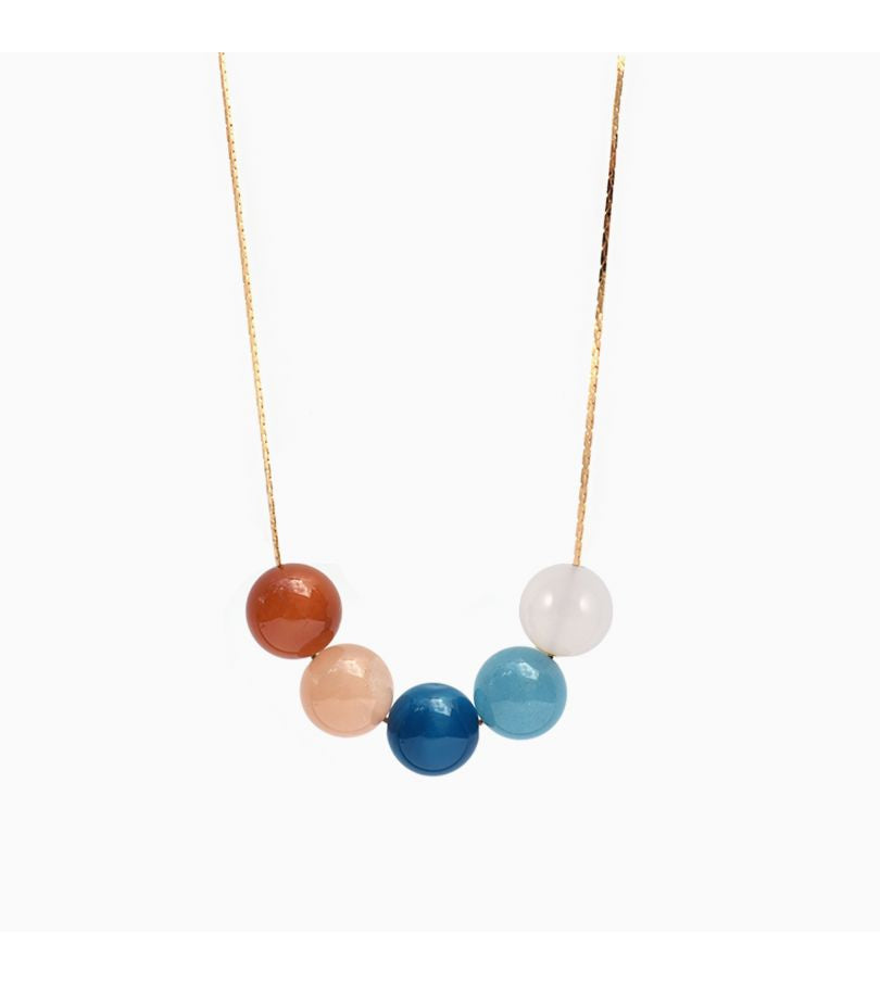 Collana sfere blu e ruggine