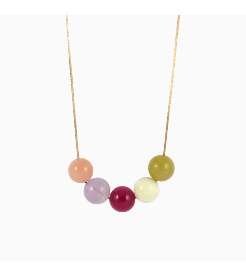 Collana sfere lilla e bordeaux